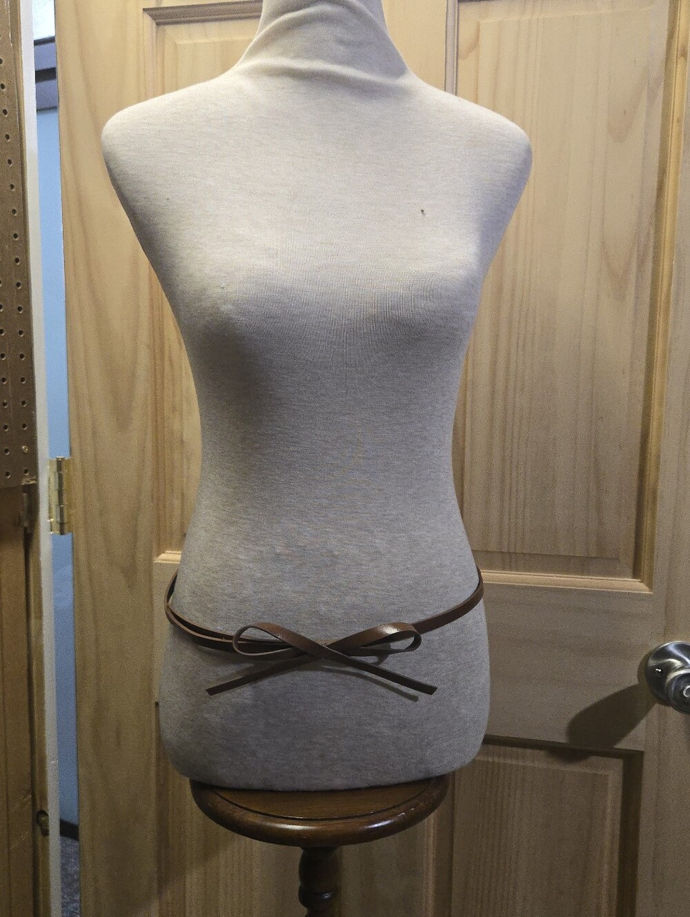 Classic Brown Bow Tie Faux Leather Waist Belt - Women Accessories
